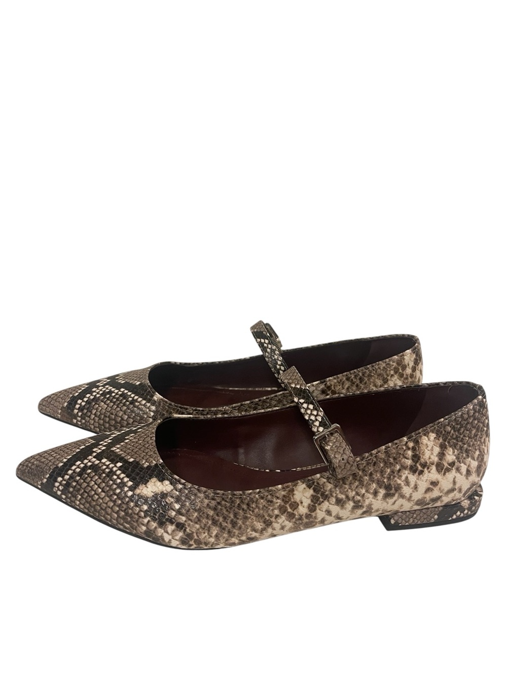 Women's Franco Sarto Nalin Snakeskin Mary Jane Flats Shoes - Picture 2 of 8